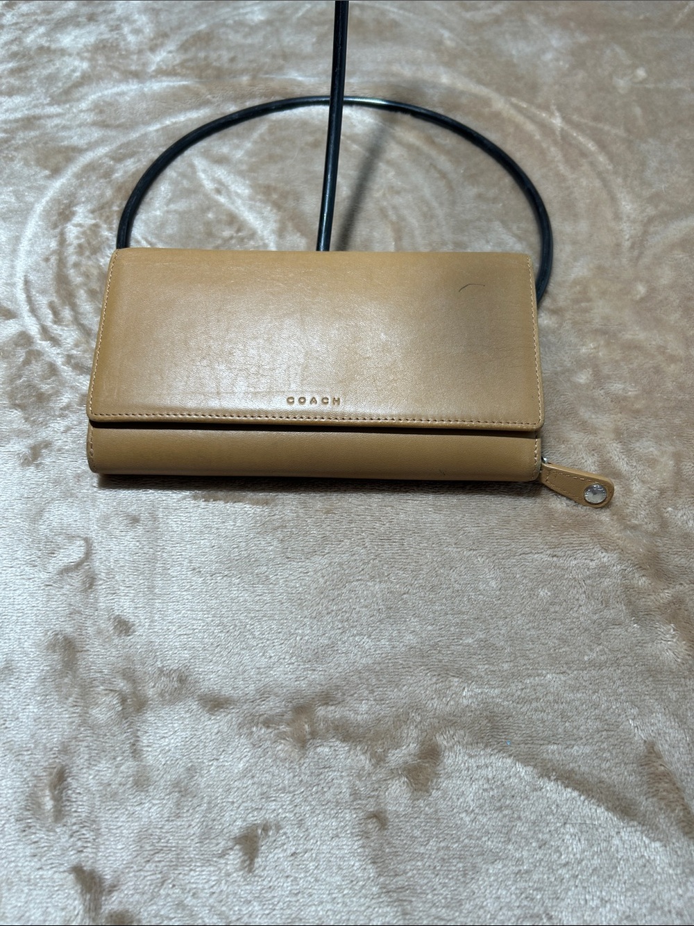 Coach Tan Leather Foldover Wallet
